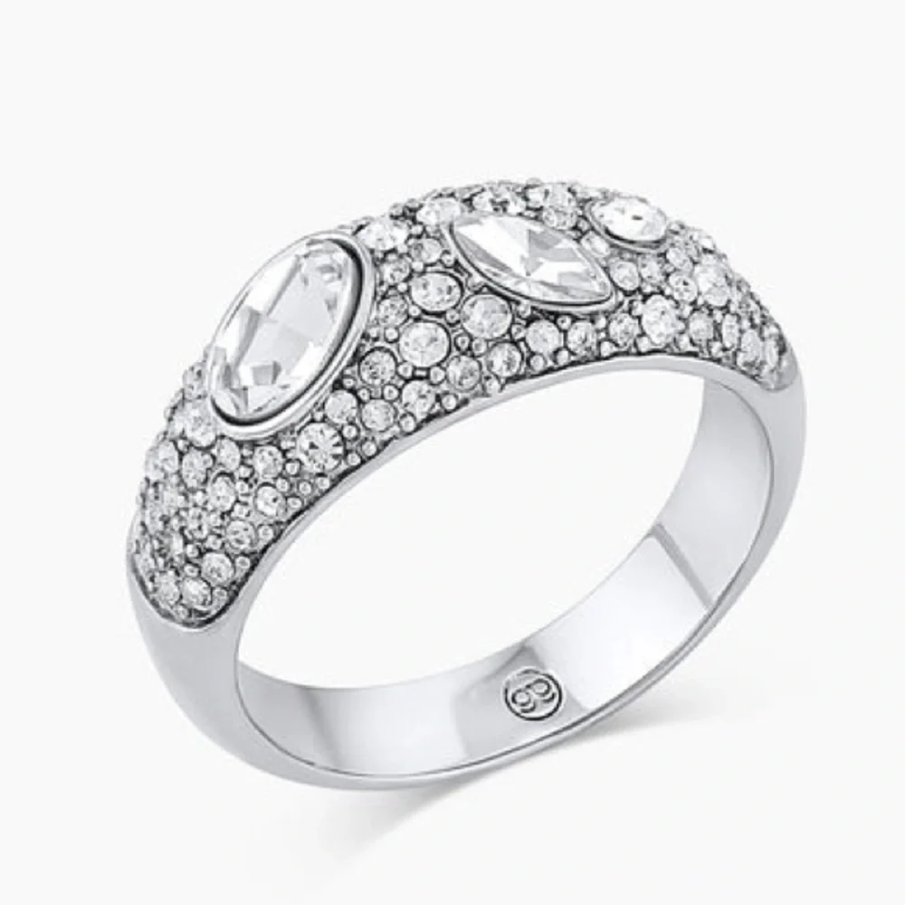 Gorjana New Size 6‎ Rhodium Plated Brass Genuine White Crystals Kingston Ring